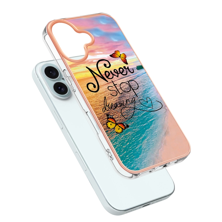 For iPhone 16 Plus Electroplating Pattern IMD TPU Shockproof Case(Dream Chasing Butterfly) For iPhone 16 Plus Electroplating Pattern IMD TPU Shockproof Case(Dream Chasing Butterfly)