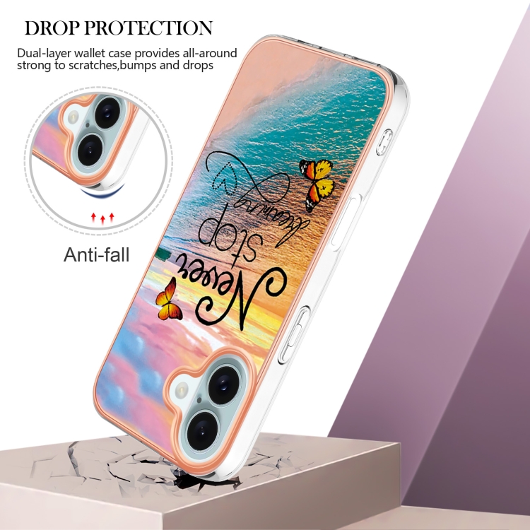 For iPhone 16 Plus Electroplating Pattern IMD TPU Shockproof Case(Dream Chasing Butterfly) For iPhone 16 Plus Electroplating Pattern IMD TPU Shockproof Case(Dream Chasing Butterfly)
