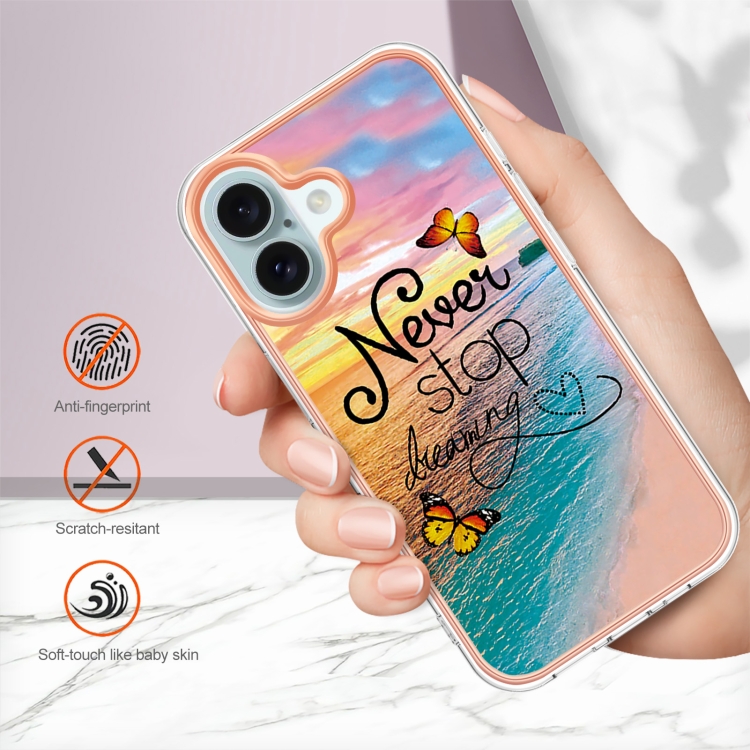 For iPhone 16 Plus Electroplating Pattern IMD TPU Shockproof Case(Dream Chasing Butterfly) For iPhone 16 Plus Electroplating Pattern IMD TPU Shockproof Case(Dream Chasing Butterfly)