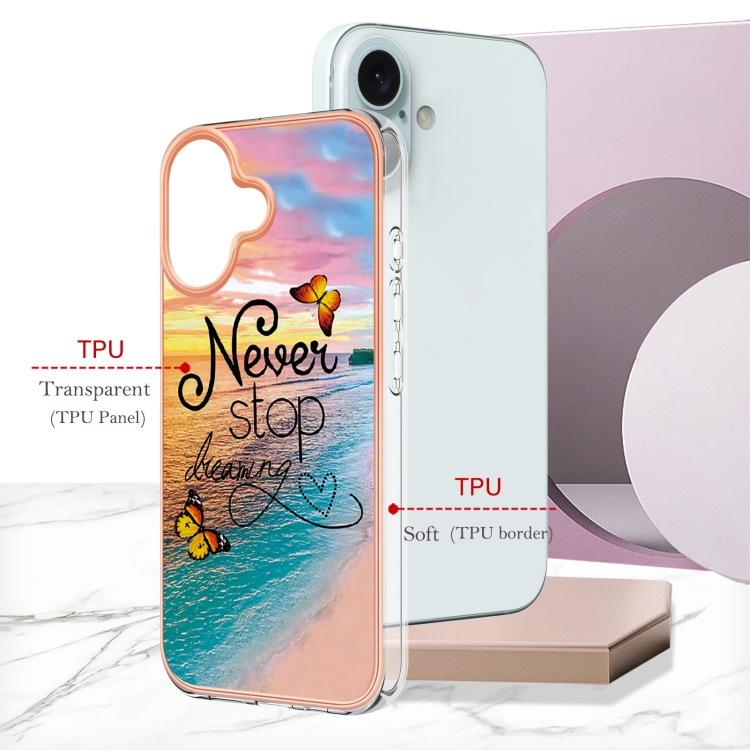 For iPhone 16 Plus Electroplating Pattern IMD TPU Shockproof Case(Dream Chasing Butterfly) For iPhone 16 Plus Electroplating Pattern IMD TPU Shockproof Case(Dream Chasing Butterfly)