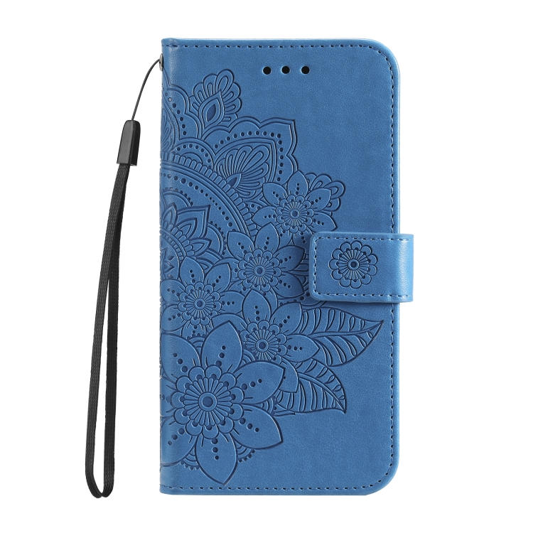 For Samsung Galaxy S24 7-petal Flowers Embossing Leather Phone Case(Blue) For Samsung Galaxy S24 7-petal Flowers Embossing Leather Phone Case(Blue)