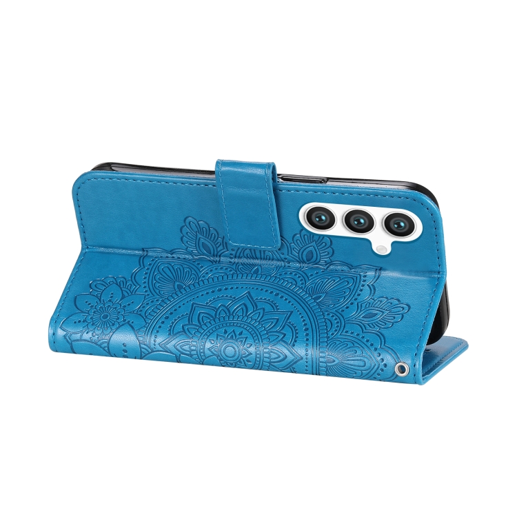 For Samsung Galaxy S24 7-petal Flowers Embossing Leather Phone Case(Blue) For Samsung Galaxy S24 7-petal Flowers Embossing Leather Phone Case(Blue)