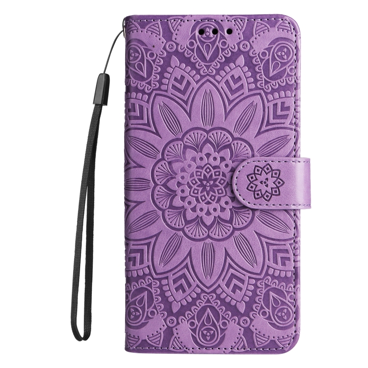 For Samsung Galaxy S23 FE 5G Embossed Sunflower Leather Phone Case(Purple)
