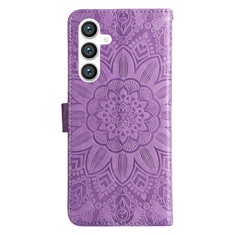 For Samsung Galaxy S23 FE 5G Embossed Sunflower Leather Phone Case(Purple)