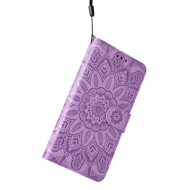 For Samsung Galaxy S23 FE 5G Embossed Sunflower Leather Phone Case(Purple)