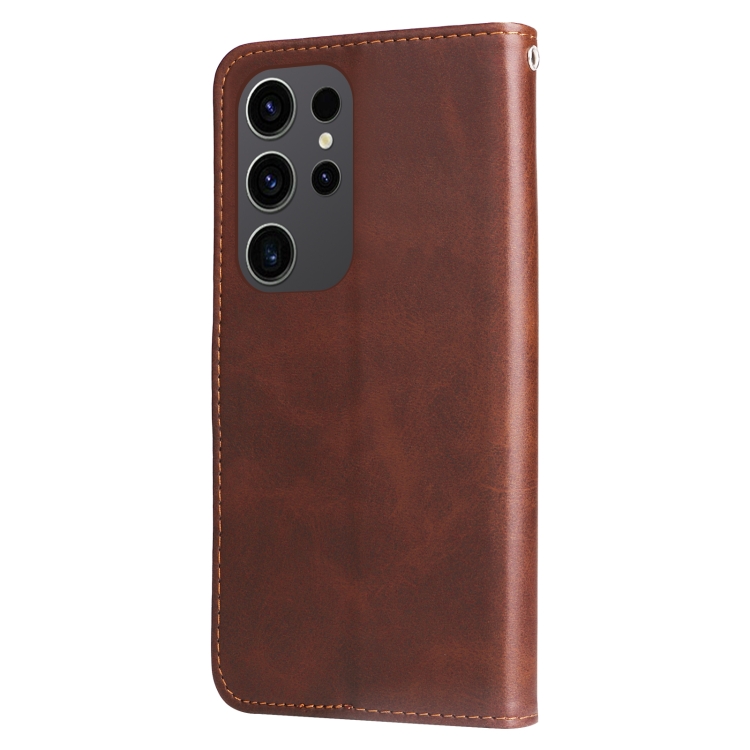 For Samsung Galaxy S24 Ultra Fashion Calf Texture Zipper Leather Phone Case(Brown) For Samsung Galaxy S24 Ultra Fashion Calf Texture Zipper Leather Phone Case(Brown)