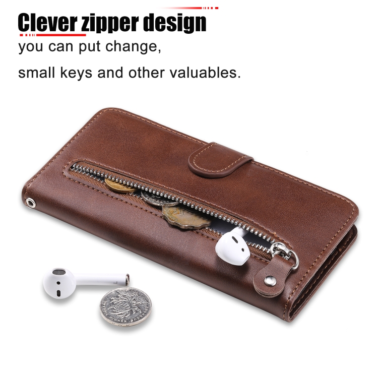 For Samsung Galaxy S24 Ultra Fashion Calf Texture Zipper Leather Phone Case(Brown) For Samsung Galaxy S24 Ultra Fashion Calf Texture Zipper Leather Phone Case(Brown)