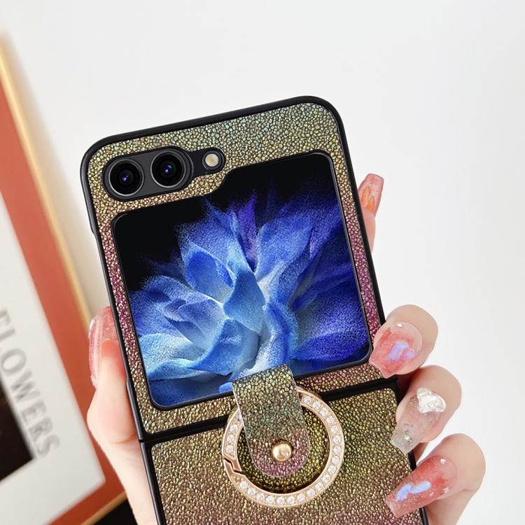 For Samsung Galaxy Z Flip5 Colorful Glitter PC Shockproof Phone Case with Ring Holder(Pink) For Samsung Galaxy Z Flip5 Colorful Glitter PC Shockproof Phone Case with Ring Holder(Pink)