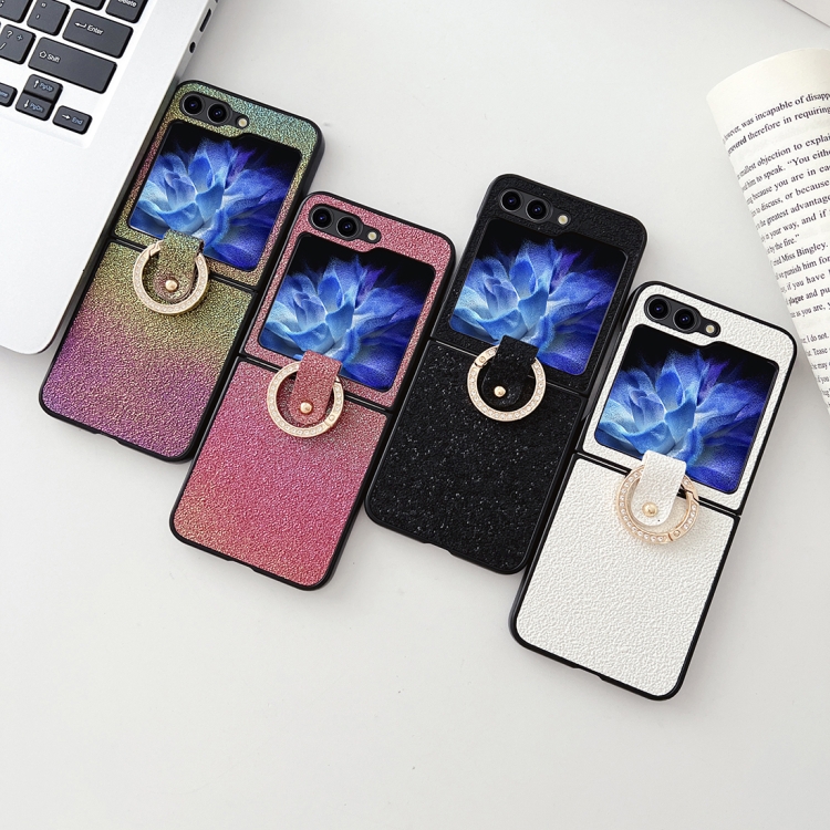 For Samsung Galaxy Z Flip5 Colorful Glitter PC Shockproof Phone Case with Ring Holder(Pink) For Samsung Galaxy Z Flip5 Colorful Glitter PC Shockproof Phone Case with Ring Holder(Pink)