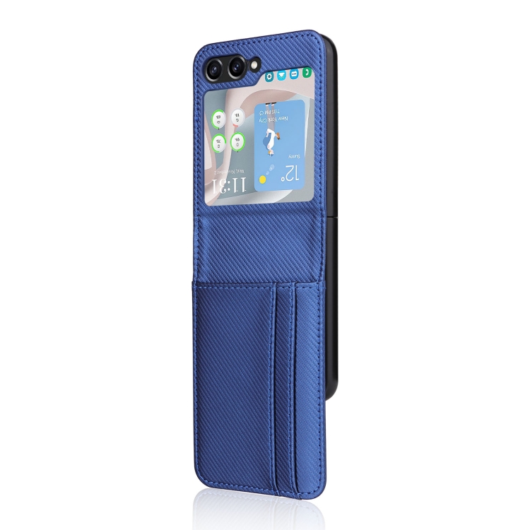 For Samsung Galaxy Z Flip5 Card Slot PU Leather PC Phone Case(Blue) For Samsung Galaxy Z Flip5 Card Slot PU Leather PC Phone Case(Blue)