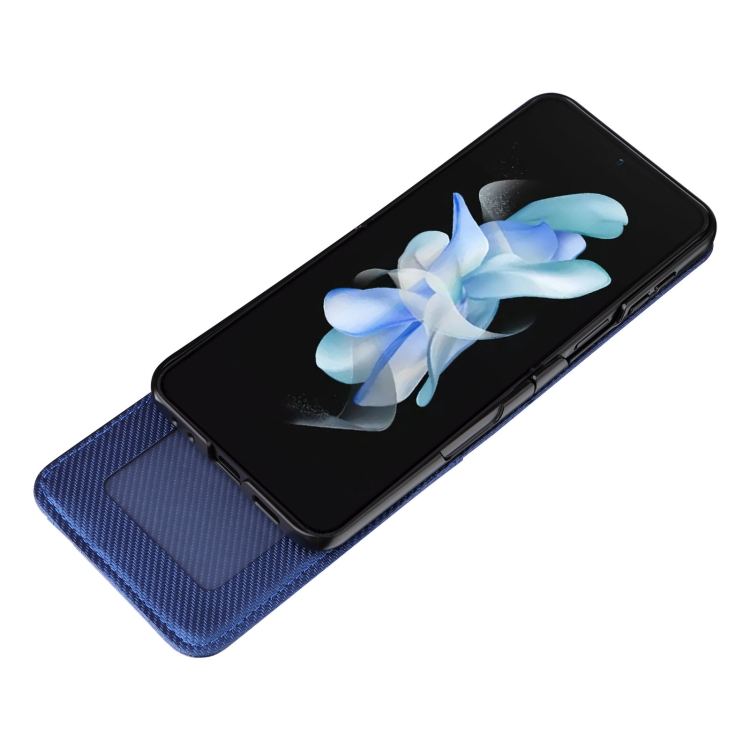 For Samsung Galaxy Z Flip5 Card Slot PU Leather PC Phone Case(Blue) For Samsung Galaxy Z Flip5 Card Slot PU Leather PC Phone Case(Blue)