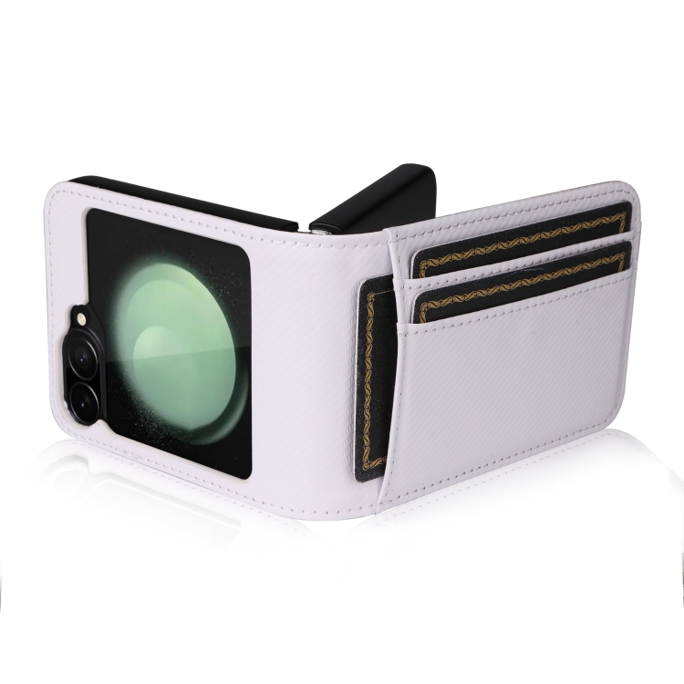 For Samsung Galaxy Z Flip6 Card Slot PU Leather PC Phone Case(White) For Samsung Galaxy Z Flip6 Card Slot PU Leather PC Phone Case(White)