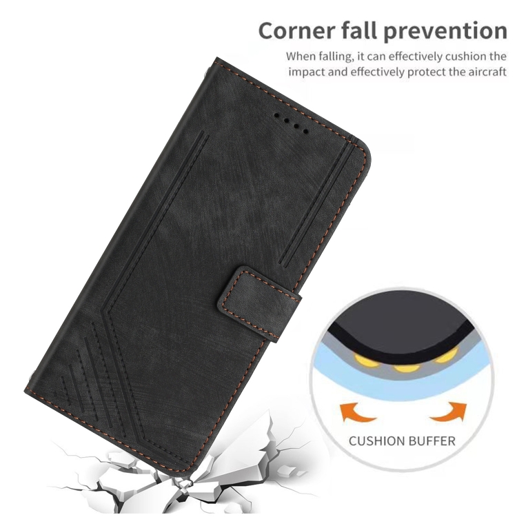 For Samsung Galaxy S24 Ultra Skin Feel Stripe Pattern Leather Phone Case with Long Lanyard(Black) For Samsung Galaxy S24 Ultra Skin Feel Stripe Pattern Leather Phone Case with Long Lanyard(Black)