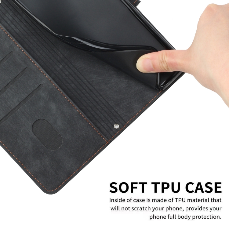 For Samsung Galaxy S24 Ultra Skin Feel Stripe Pattern Leather Phone Case with Long Lanyard(Black) For Samsung Galaxy S24 Ultra Skin Feel Stripe Pattern Leather Phone Case with Long Lanyard(Black)