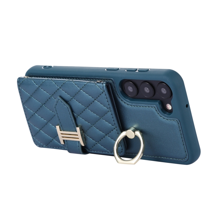 For Samsung Galaxy S21 5G Horizontal Card Bag Ring Holder Phone Case with Dual Lanyard(Dark Green) For Samsung Galaxy S21 5G Horizontal Card Bag Ring Holder Phone Case with Dual Lanyard(Dark Green)