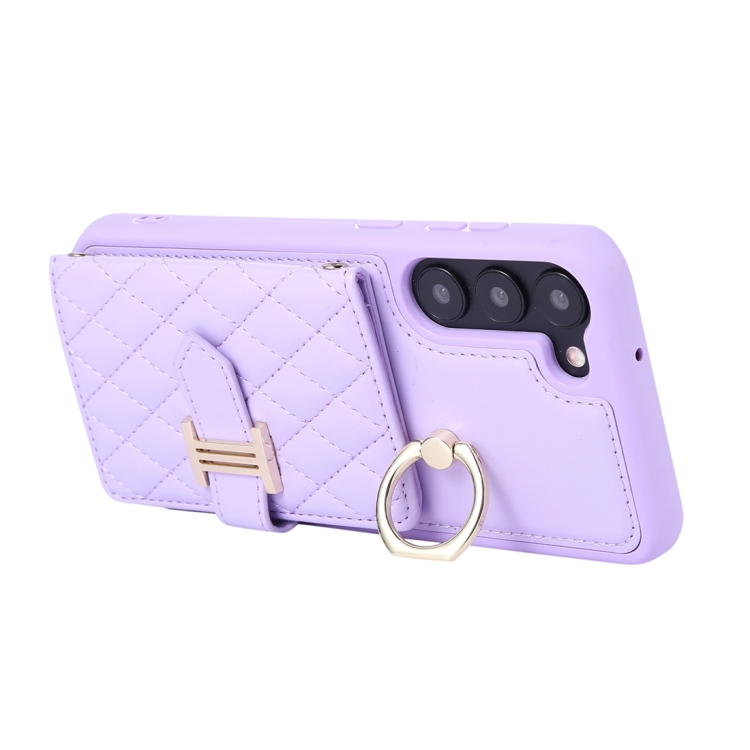 For Samsung Galaxy S23+ 5G Horizontal Card Bag Ring Holder Phone Case with Dual Lanyard(Purple) For Samsung Galaxy S23+ 5G Horizontal Card Bag Ring Holder Phone Case with Dual Lanyard(Purple)