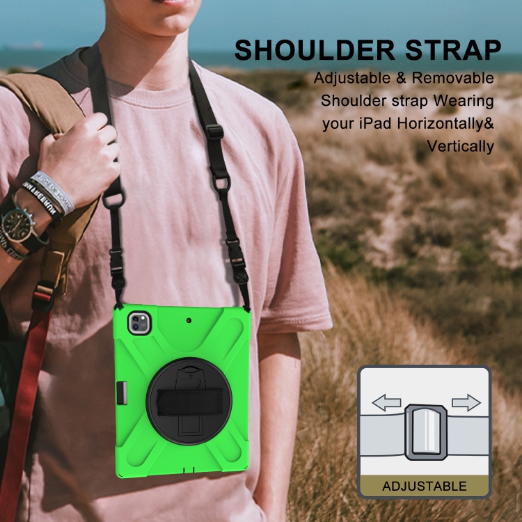 For iPad Pro 12.9 2021 / 2020 Shockproof Colorful Silicone + PC Protective Tablet Case with Holder & Shoulder Strap & Hand Strap & Pen Slot(Green) For iPad Pro 12.9 2021 / 2020 Shockproof Colorful Silicone + PC Protective Tablet Case with Holder & Shoulder Strap & Hand Strap & Pen Slot(Green)