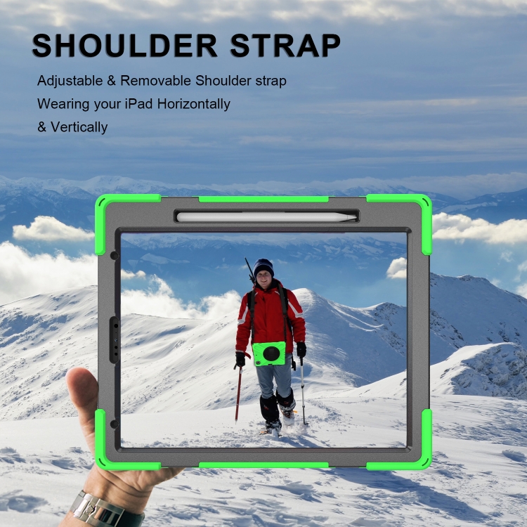 For iPad Pro 12.9 2021 / 2020 Shockproof Colorful Silicone + PC Protective Tablet Case with Holder & Shoulder Strap & Hand Strap & Pen Slot(Green) For iPad Pro 12.9 2021 / 2020 Shockproof Colorful Silicone + PC Protective Tablet Case with Holder & Shoulder Strap & Hand Strap & Pen Slot(Green)