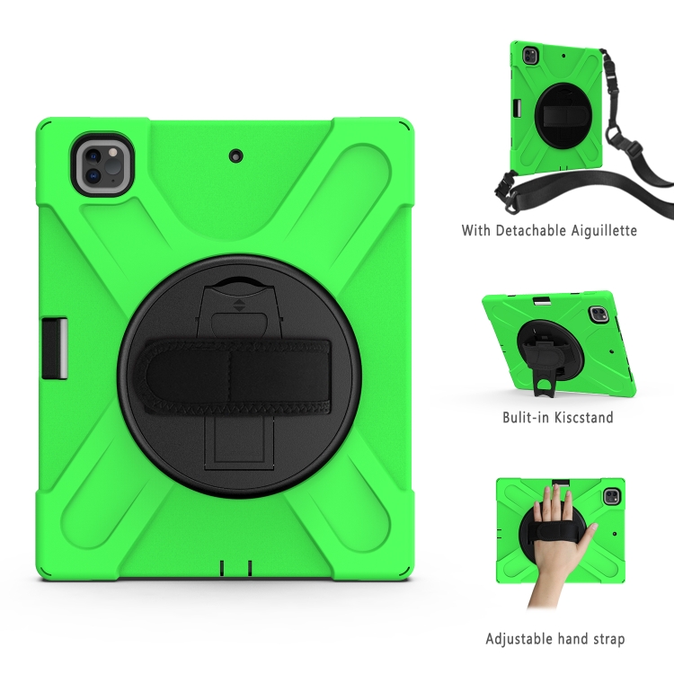 For iPad Pro 12.9 2021 / 2020 Shockproof Colorful Silicone + PC Protective Tablet Case with Holder & Shoulder Strap & Hand Strap & Pen Slot(Green) For iPad Pro 12.9 2021 / 2020 Shockproof Colorful Silicone + PC Protective Tablet Case with Holder & Shoulder Strap & Hand Strap & Pen Slot(Green)