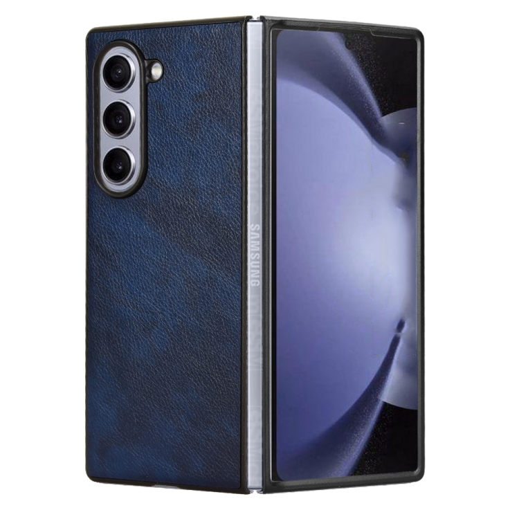 For Samsung Galaxy Z Fold6 Litchi Texture Back Cover Phone Case(Blue) For Samsung Galaxy Z Fold6 Litchi Texture Back Cover Phone Case(Blue)