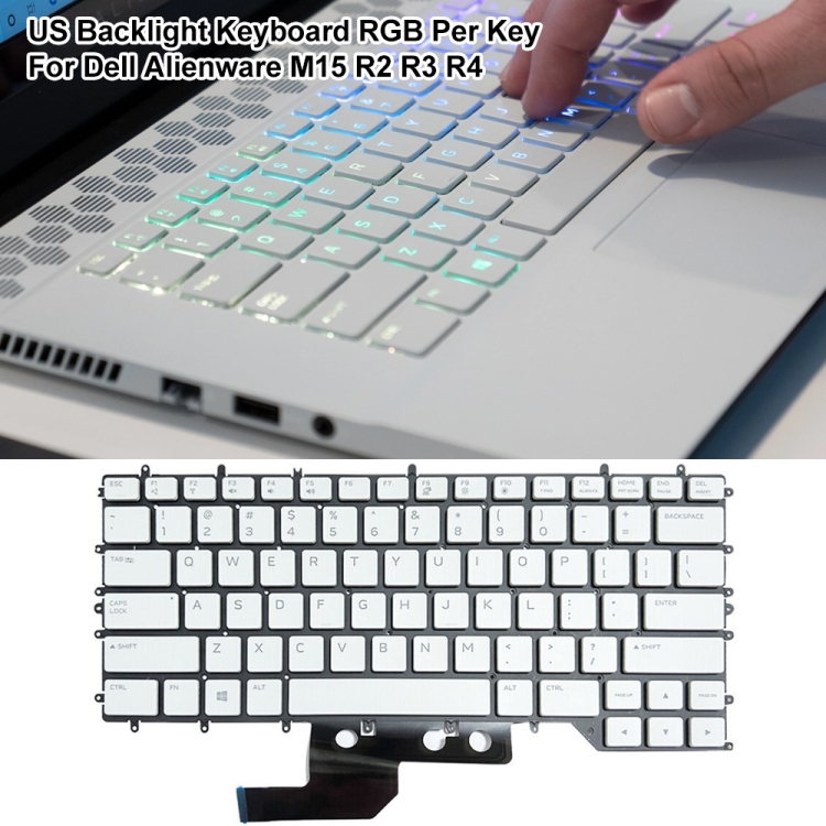 Pour Dell Alienware M15/R3/R4 US Version clavier d'ordinateur portable  rétro-éclairé rvb (blanc 0Y00RH)