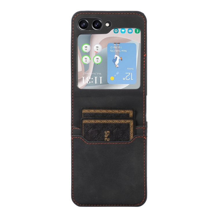 For Samsung Galaxy Z Flip5 Card Slot Leather Phone Case(Black) For Samsung Galaxy Z Flip5 Card Slot Leather Phone Case(Black)