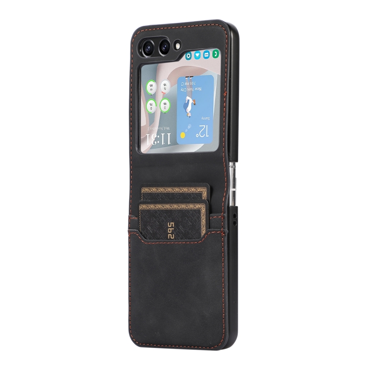 For Samsung Galaxy Z Flip5 Card Slot Leather Phone Case(Black) For Samsung Galaxy Z Flip5 Card Slot Leather Phone Case(Black)