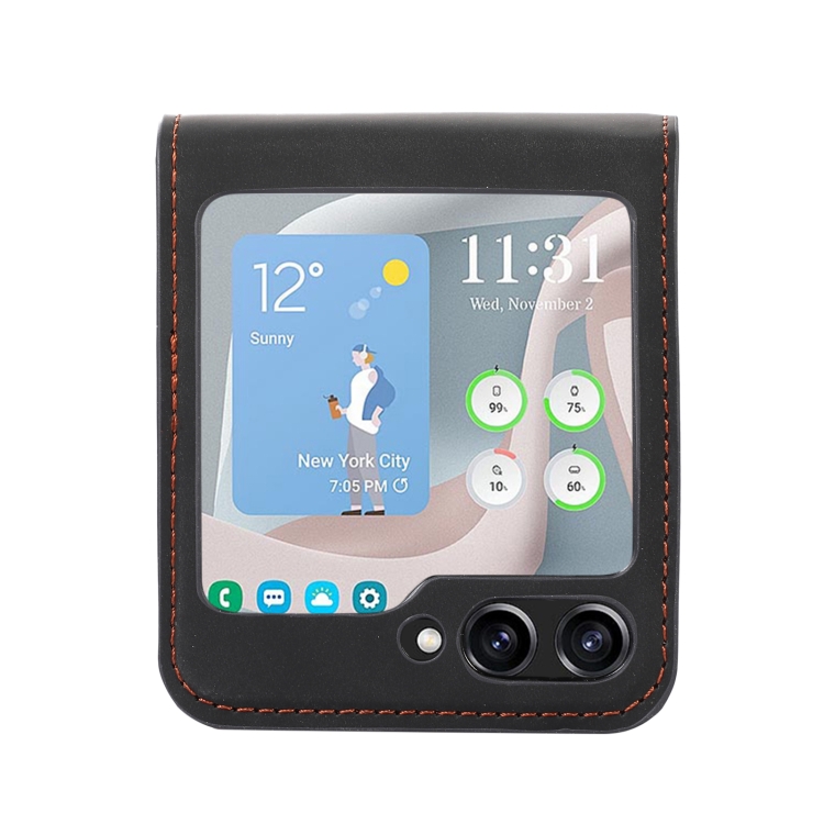 For Samsung Galaxy Z Flip5 Card Slot Leather Phone Case(Black) For Samsung Galaxy Z Flip5 Card Slot Leather Phone Case(Black)