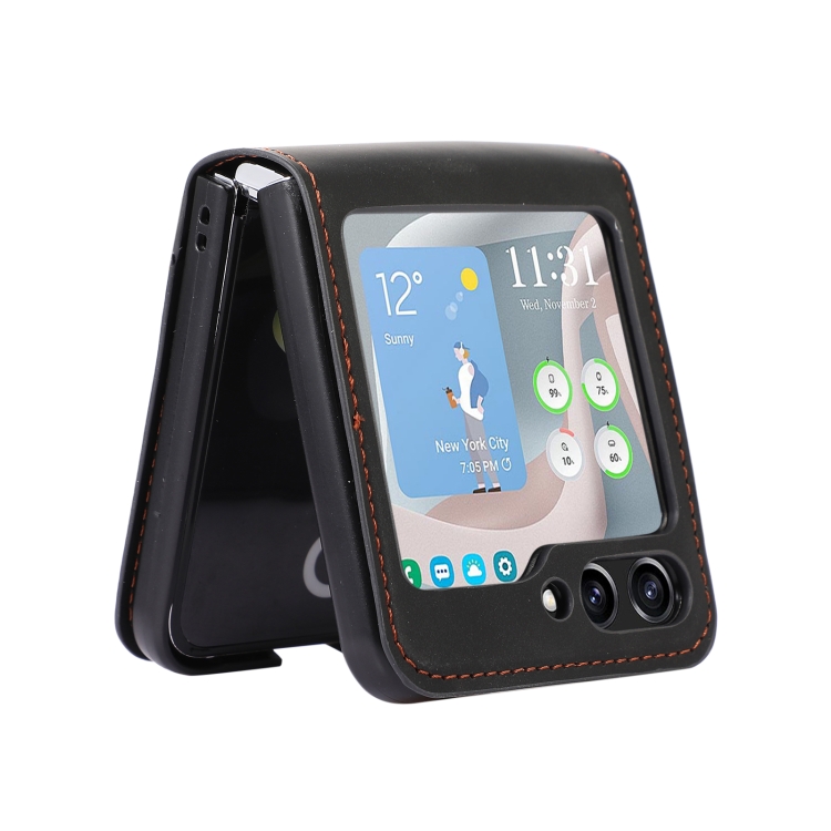 For Samsung Galaxy Z Flip5 Card Slot Leather Phone Case(Black) For Samsung Galaxy Z Flip5 Card Slot Leather Phone Case(Black)