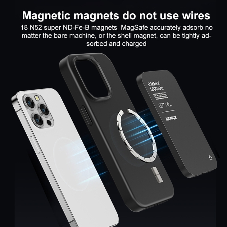 MOMAX Q.MAG X Portable Metal Magnetic Wireless Power Bank(Titanium Gold) - B4