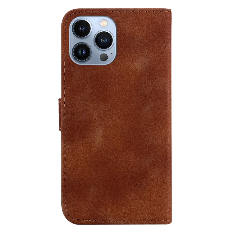 For iPhone 14 Pro Seven-shaped Embossed Leather Phone Case(Brown) For iPhone 14 Pro Seven-shaped Embossed Leather Phone Case(Brown)