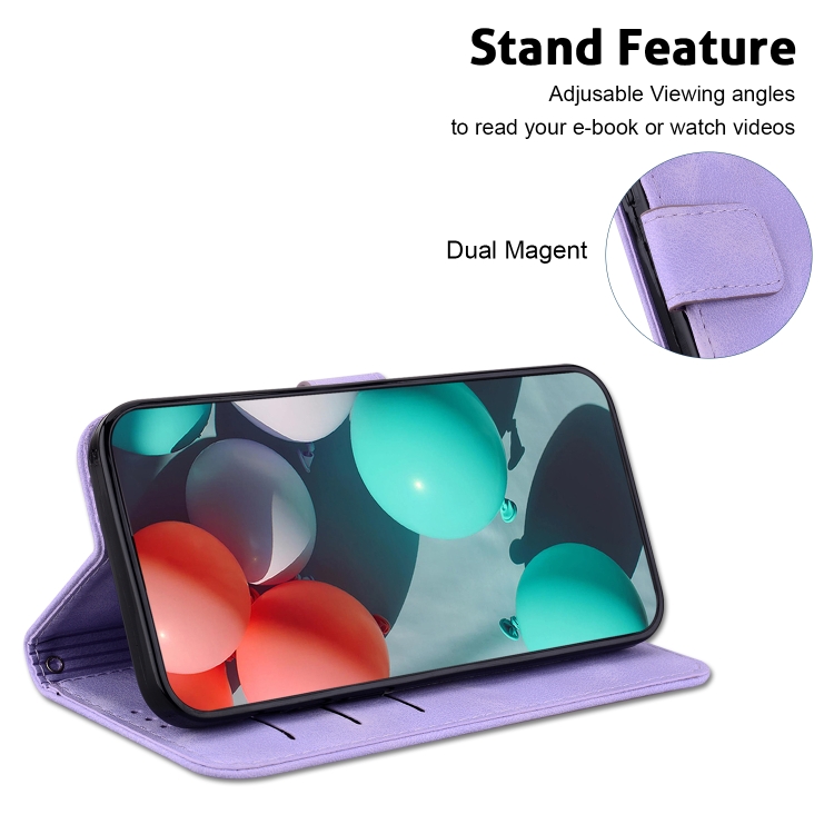 For iPhone 16 Pro Seven-shaped Embossed Leather Phone Case(Purple) For iPhone 16 Pro Seven-shaped Embossed Leather Phone Case(Purple)
