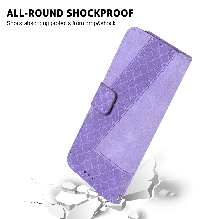 For iPhone 16 Pro Seven-shaped Embossed Leather Phone Case(Purple) For iPhone 16 Pro Seven-shaped Embossed Leather Phone Case(Purple)
