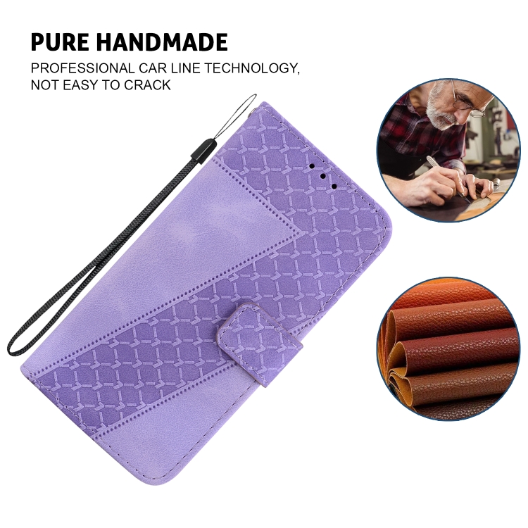 For iPhone 16 Pro Seven-shaped Embossed Leather Phone Case(Purple) For iPhone 16 Pro Seven-shaped Embossed Leather Phone Case(Purple)