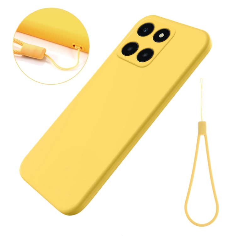 For Honor 90 Lite / X50i Pure Color Liquid Silicone Shockproof Phone  Case(Yellow)