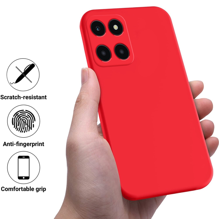 For Honor Magic6 Lite 5G / X9b 5G Case Anti-fingerprint Liquid Silicone  Soft Liner Smart Phone Cover - Red