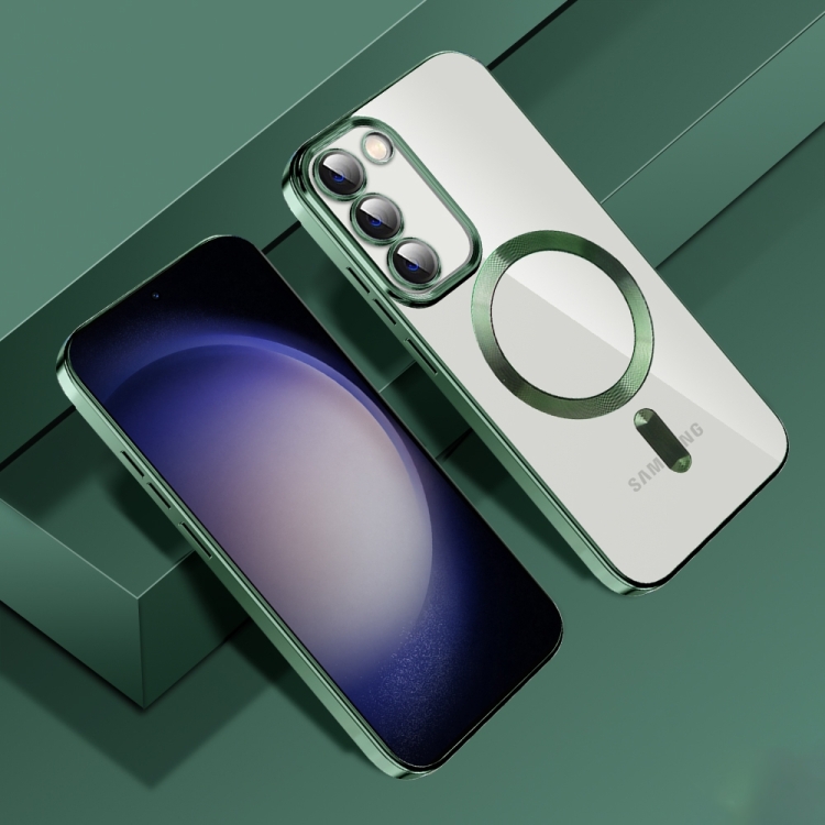 For Samsung Galaxy S22 5G CD Texture Plating TPU MagSafe Phone Case with Lens Film(Dark Green) For Samsung Galaxy S22 5G CD Texture Plating TPU MagSafe Phone Case with Lens Film(Dark Green)