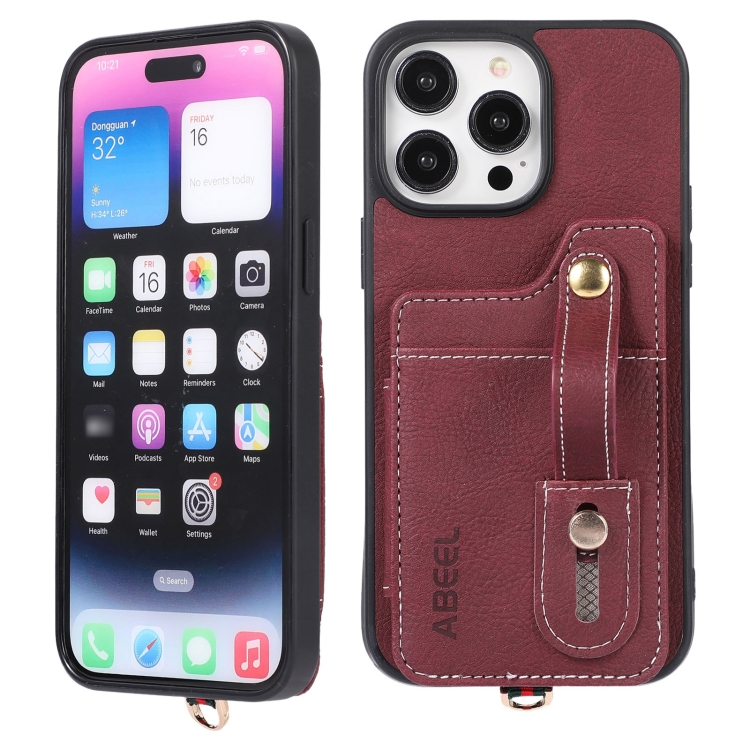 For iPhone 14 Plus ABEEL Litchi Texture Card Bag PU Phone Case(Purple) For iPhone 14 Plus ABEEL Litchi Texture Card Bag PU Phone Case(Purple)