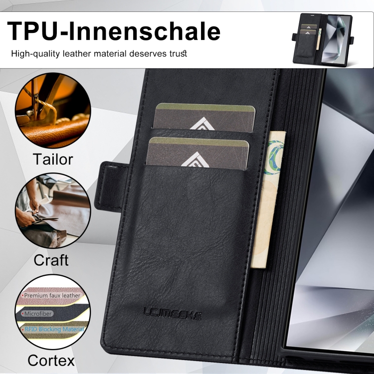 For Samsung Galaxy S24 Ultra LC.IMEEKE RFID Anti-theft Leather Phone Case(Black) For Samsung Galaxy S24 Ultra LC.IMEEKE RFID Anti-theft Leather Phone Case(Black)