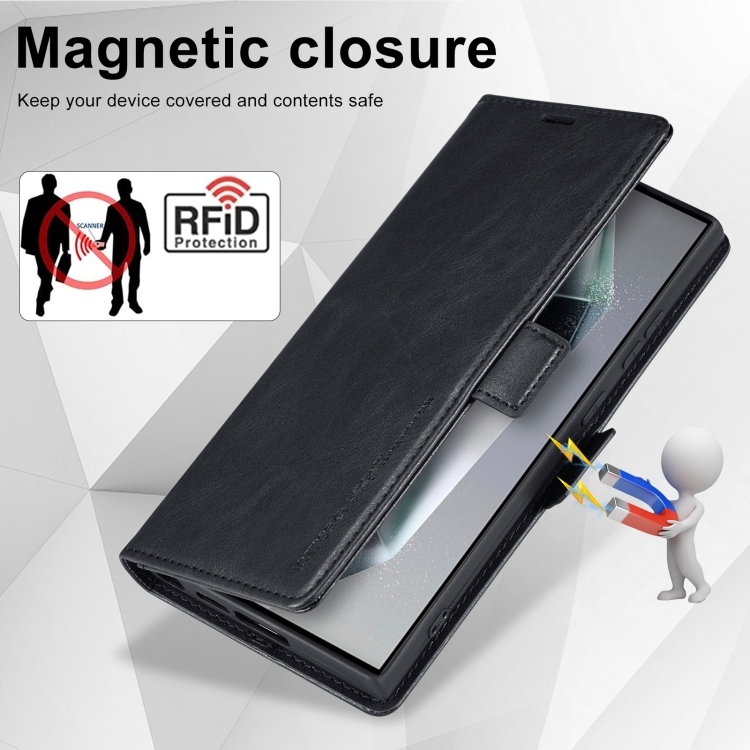 For Samsung Galaxy S24 Ultra LC.IMEEKE RFID Anti-theft Leather Phone Case(Black) For Samsung Galaxy S24 Ultra LC.IMEEKE RFID Anti-theft Leather Phone Case(Black)
