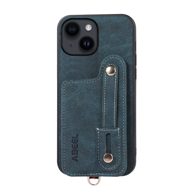 For iPhone 14 Plus ABEEL Litchi Texture Card Bag PU Phone Case(Blue) For iPhone 14 Plus ABEEL Litchi Texture Card Bag PU Phone Case(Blue)