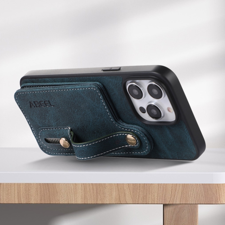For iPhone 14 Plus ABEEL Litchi Texture Card Bag PU Phone Case(Blue) For iPhone 14 Plus ABEEL Litchi Texture Card Bag PU Phone Case(Blue)