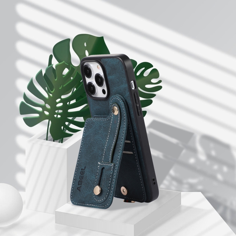 For iPhone 14 Plus ABEEL Litchi Texture Card Bag PU Phone Case(Blue) For iPhone 14 Plus ABEEL Litchi Texture Card Bag PU Phone Case(Blue)