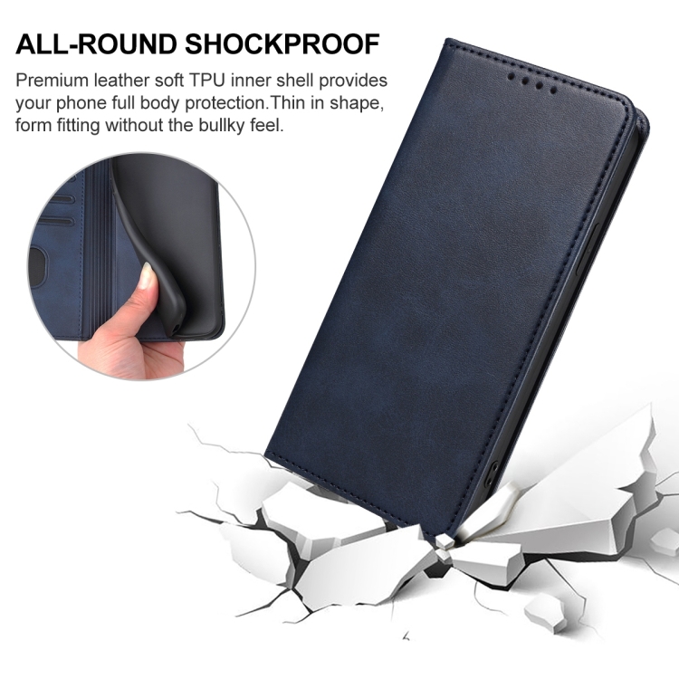 For Samsung Galaxy S24 Ultra 5G Magnetic Closure Leather Phone Case(Blue) For Samsung Galaxy S24 Ultra 5G Magnetic Closure Leather Phone Case(Blue)