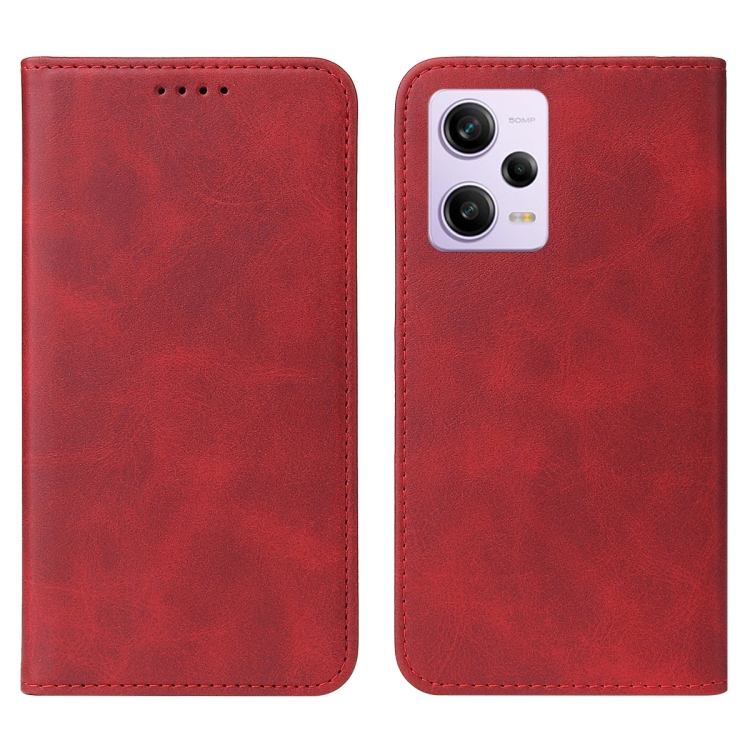 Para Xiaomi Redmi Note 12 Pro 5G Funda de cuero con cierre magnético global  (Rojo)