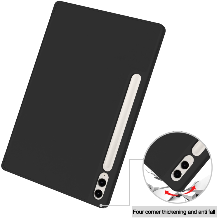 For Samsung Galaxy Tab S9 FE+ / S10+ 3-Fold Pure Color TPU Smart Leather Tablet Case with Pen Slot(Black) For Samsung Galaxy Tab S9 FE+ / S10+ 3-Fold Pure Color TPU Smart Leather Tablet Case with Pen Slot(Black)