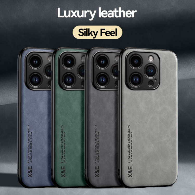 For iPhone 16 Pro Max Skin Feel Magnetic Leather Back Phone Case(Dark Grey) - B1