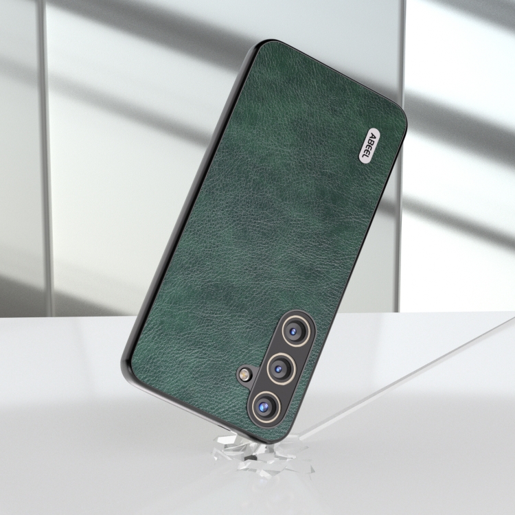 For Samsung Galaxy S24+ 5G ABEEL Dual Color Lichi Texture PU Phone Case(Green)