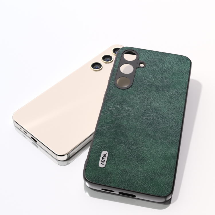 For Samsung Galaxy S24+ 5G ABEEL Dual Color Lichi Texture PU Phone Case(Green)