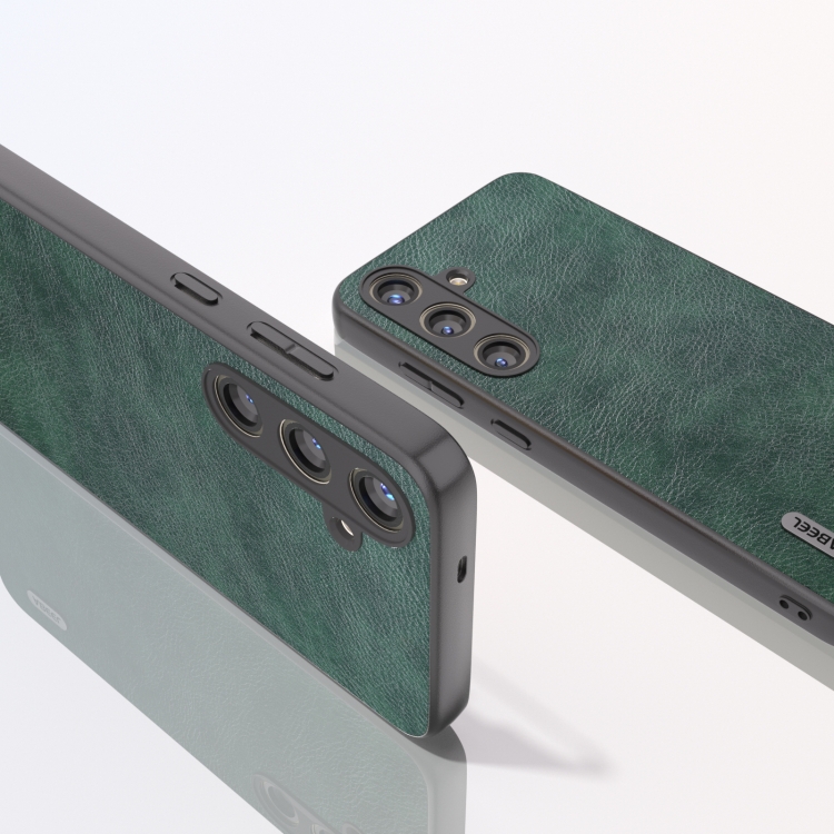 For Samsung Galaxy S24+ 5G ABEEL Dual Color Lichi Texture PU Phone Case(Green)